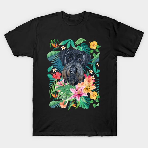 Tropical Giant Schnauzer T-Shirt by LulululuPainting